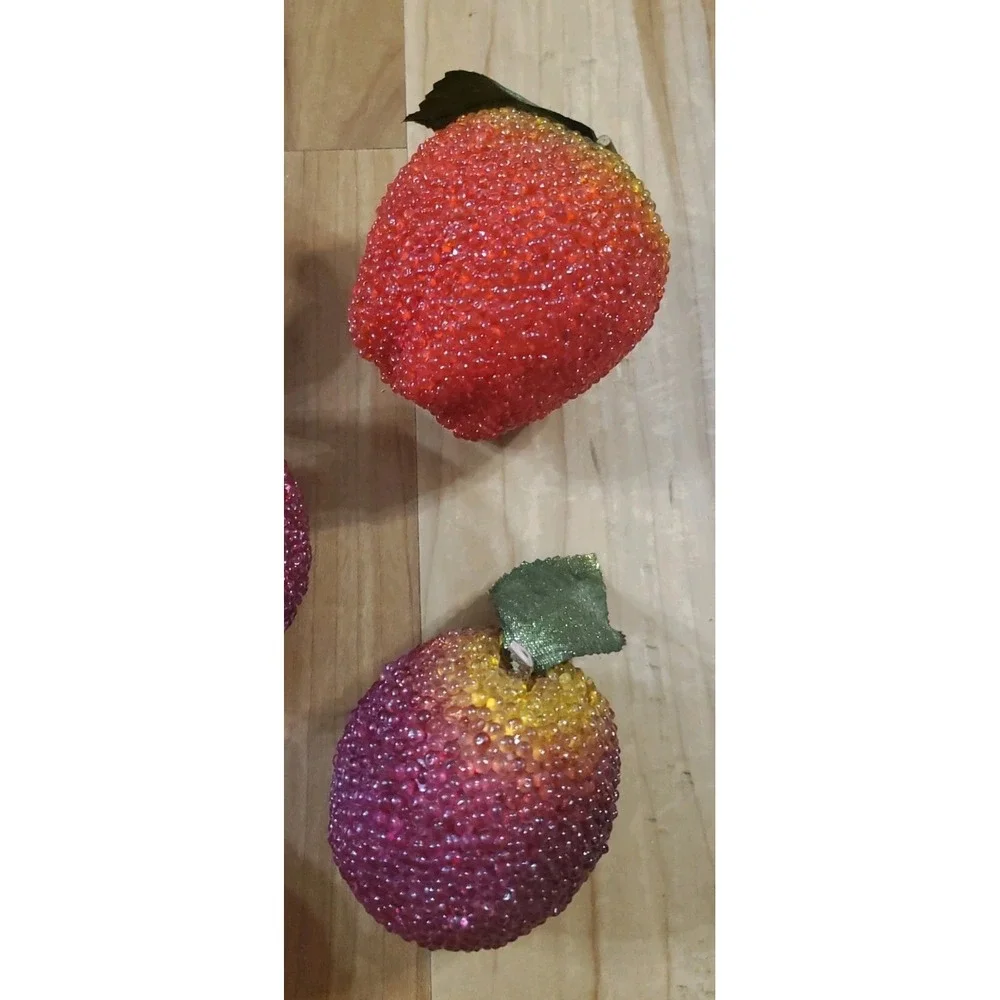 Vintage Beaded Jeweled Sugared Faux Fruit Holiday Tabletop Decor Variety